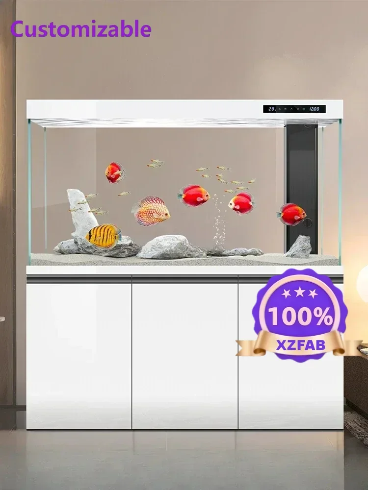 Factory Direct 2026 Fish Tank Living Room Home Super White Glass Aquarium Ecological Bottom Filter Large Dragon Fish Tank
