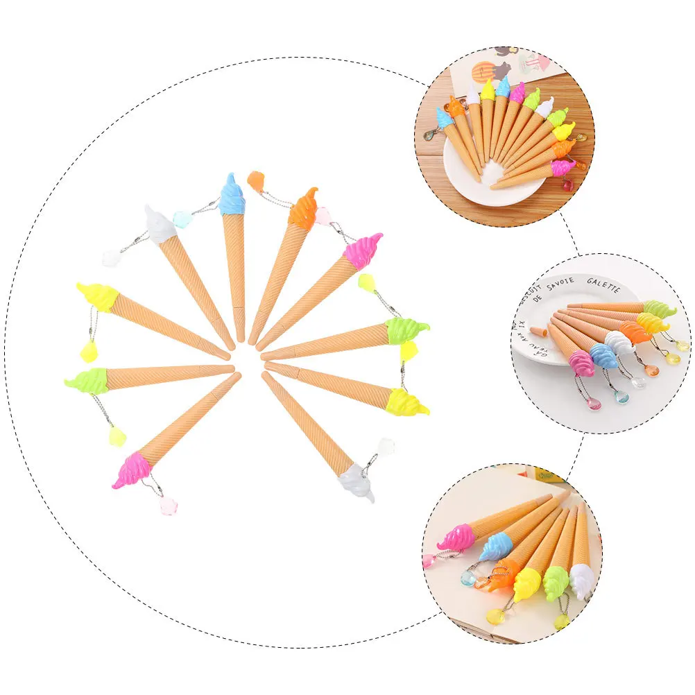 

10 Pcs Ice Cream Pendant Stationery Gel Ink Neutral Cute Cartoon Metal Pens