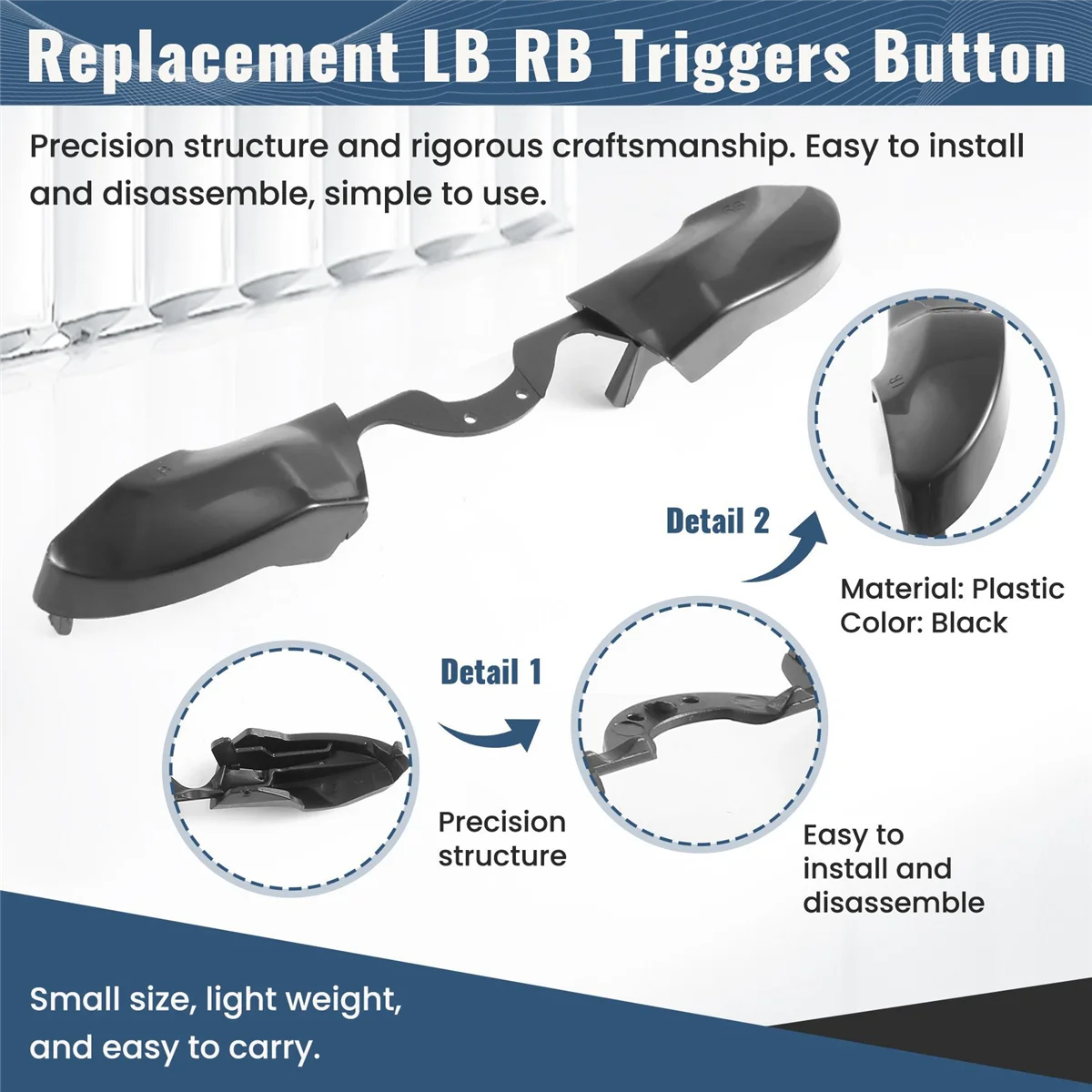 Botón de disparo de parachoques de repuesto negro LB RB para controlador Microsoft Xbox One