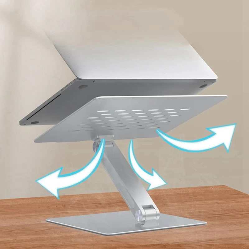 Black Aluminum Alloy Multi-Angle Laptop Stand With Cooling Vents, Suitable For Laptops