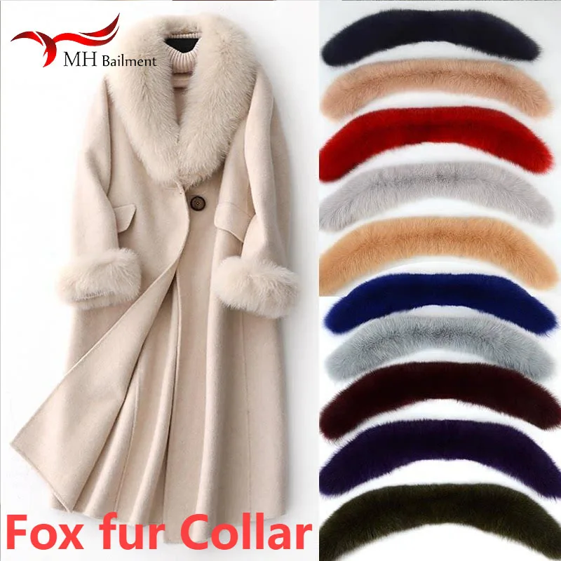 Winter Real Fox Fur Collar 100% Genuine Natural Pink Scarf Scarves Women Large Size Wraps Neck Warmer Luxury Furry Shawl Female