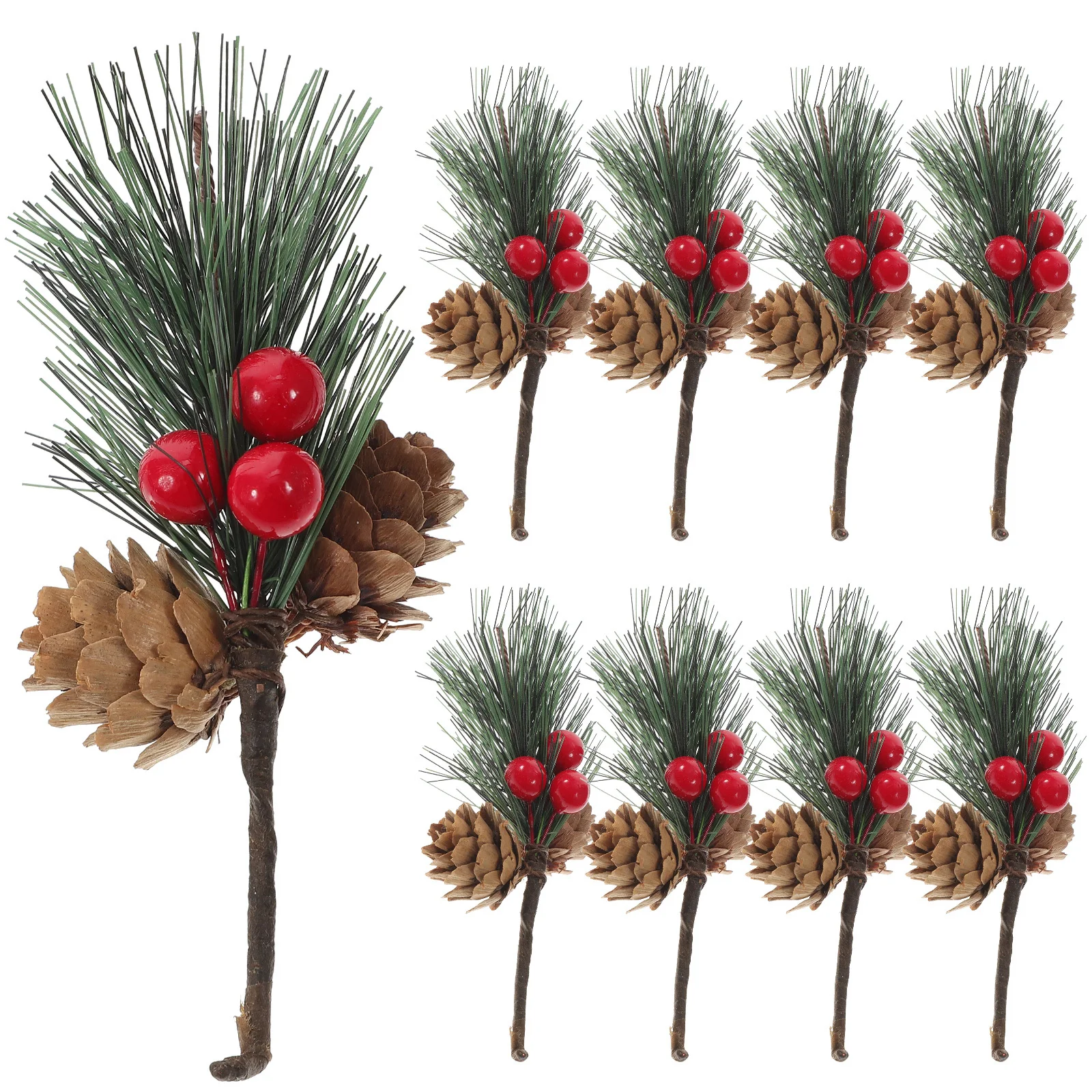 

10pcs Christmas Pine Cone Decor Artificial Pine Branches For Christmas Tree Home Decoration Fake Plant Festive Ornament