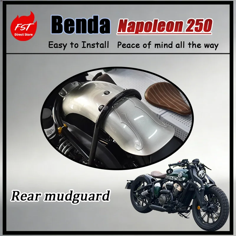

FOR Retro Long Rear Mudflap for Napoleon 250 Motorcycle Durable Plastic Steel Anti-Sand Motorcycle Accessory