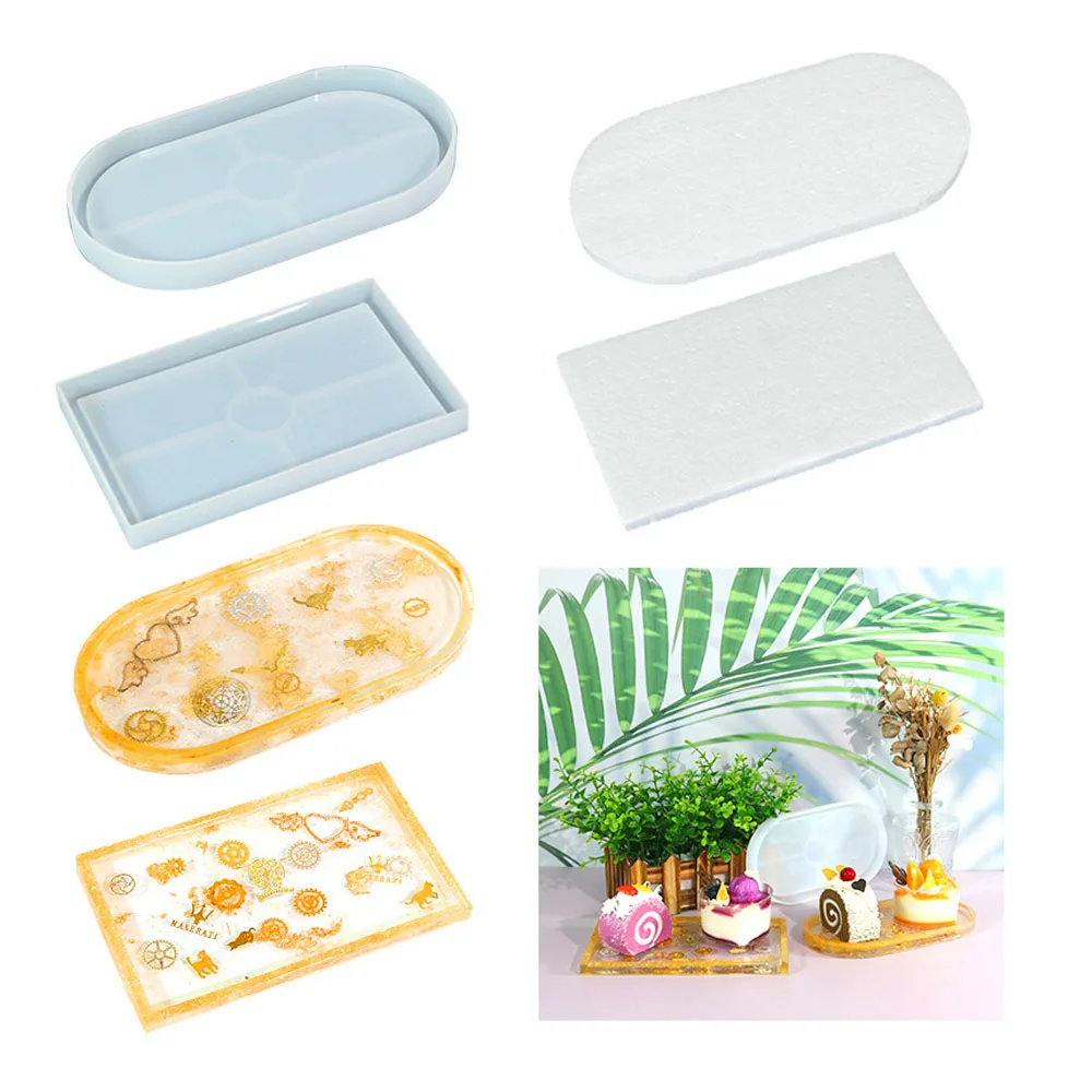 

Silicone Gypsum Storage Tray Molds Oval Shape Tray Mold DIY Handmade Coaster Making Concrete Cement Mould Home Decoration