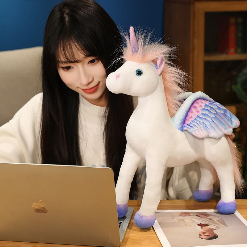Simulation Rainbow Mythology Animal Model Unicorns Horse Plush Toy Fairy Tales Action Figure Children Educational Stuffed Dolls