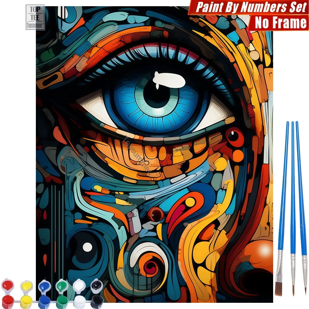 Abstract blue eye Digital Oil Paints Set - Vibrant colors lines Quality Family Time Mother'S Day Gift For Mom