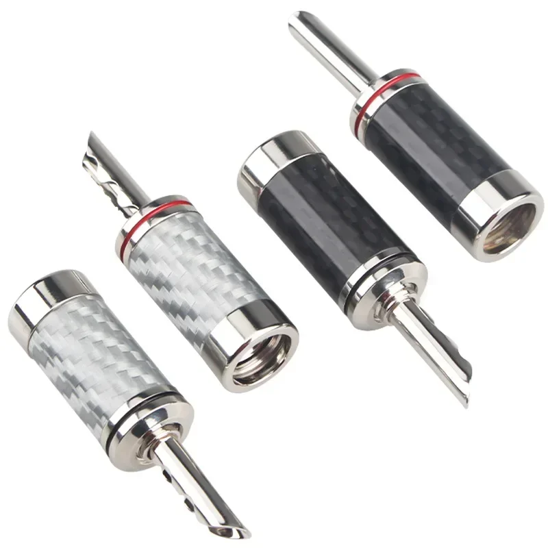 High Quality Hifi BFA Rhodium Plated Banana Plug Carbon Fiber Audio Speaker Cable Banana Connector