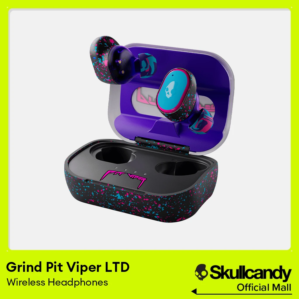 Choice Skullcandy Grind S2GTW-P935 Pit Viper LTD Wireless Bluetooth Earbud Waterproof Earphones Large Battery Capacity Headphone