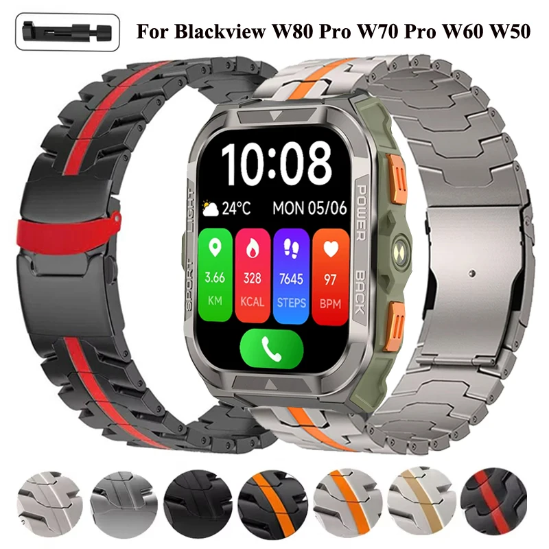 20mm 22mm Metal Strap For Blackview W80 Pro W70 Pro W60 W50 Stainless Steel Wristband For Blackview X20 W50 Pro/R60 R30 X1Pro