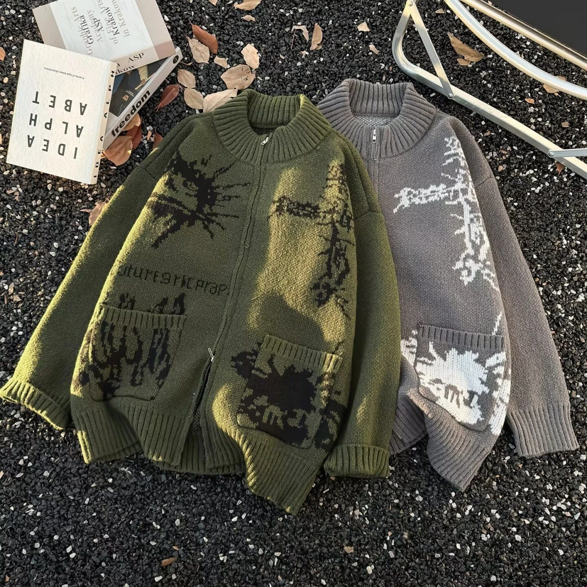 

Свободный женский вязаный свитер, осень-зима, ленивый Гонконгский трикотаж для пар, повседневный молодежный длинный свек из полиэстера, круглый Ne