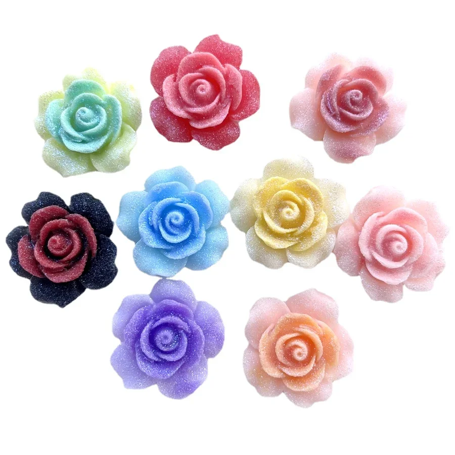 New 5pcs resin 30mm frosted luminous rose Flat Back Stone wedding hair accessories DIYscrapbooking embellishments