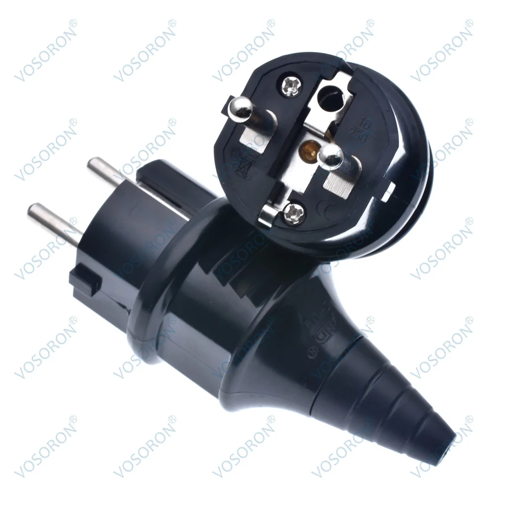 European Schuko 16A Power Plug IP44 Industry France/Germany Connector EU 2 Round Pins Adapter Type F AC Electrical Power