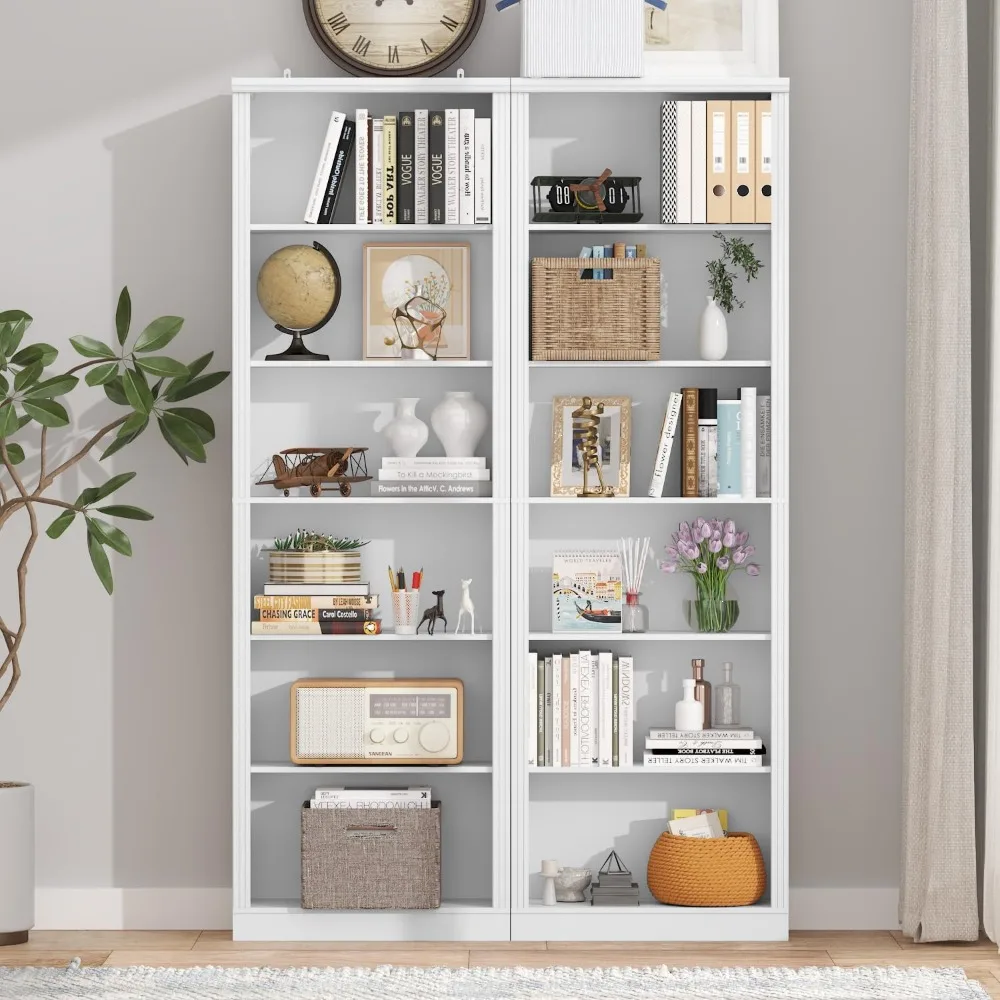 75 Tall Bookshelf & Bookcase, 6-Tier Adjustable Storage Shelves, Book Shelf with Anti-Tipping Device, Floor Standing Modern Disp