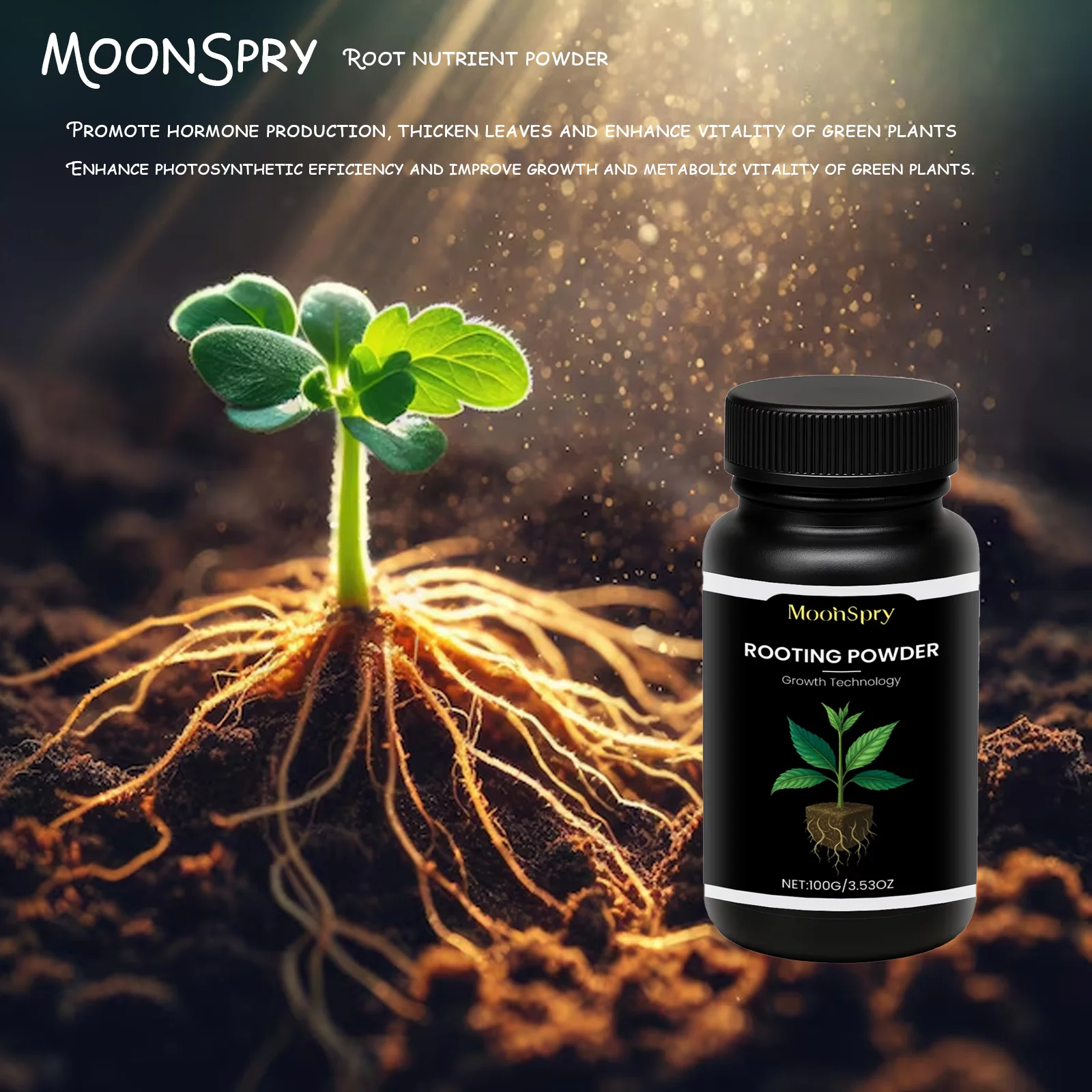 MOONSPRY Rooting Powder Promote Healthy Growth and Denser Branches and Leaves Enhance Photosynthesis and Make the Leaves Thicker