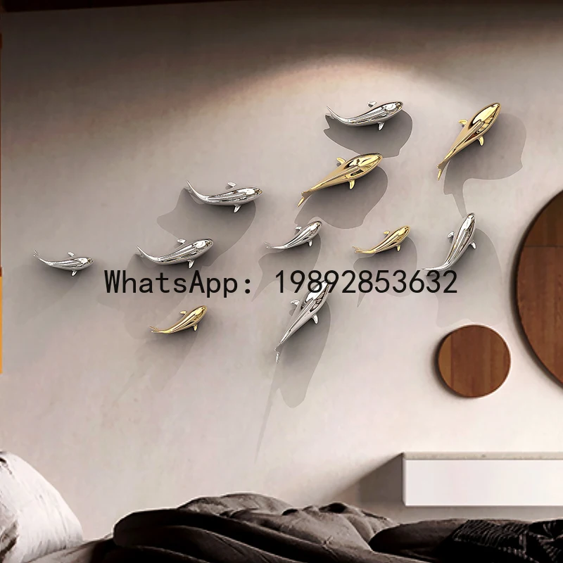 Goldfish Background Wall Hanging Resin Three-dimensional Fish Pendant Gold Silver Home Decoration