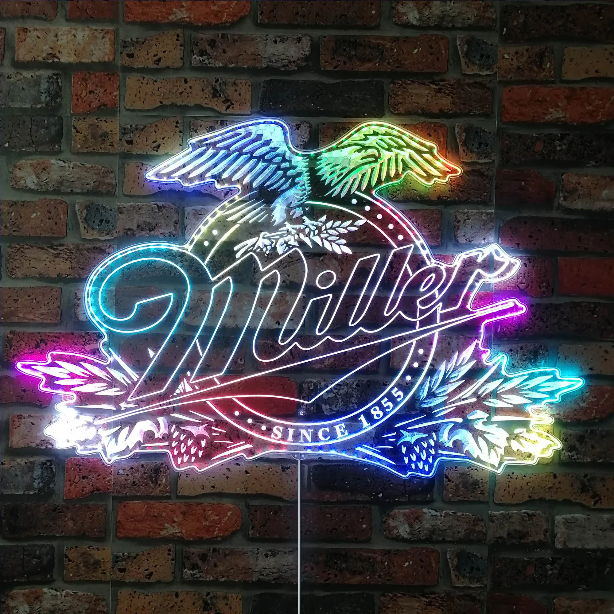 Miller Beer Neon Home Bar Dynamic RGB Edge Lit LED Sign