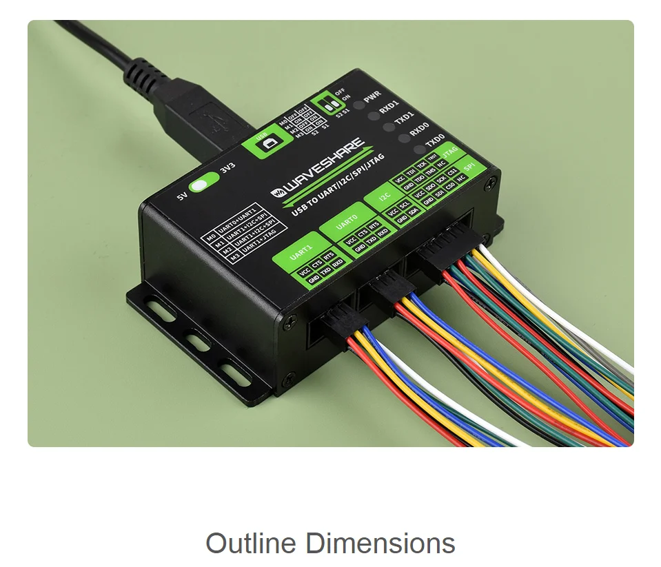 Convertidor USB a UART/I2C/SPI/JTAG, admite múltiples interfaces, compatible con 3,3 V y 5 V