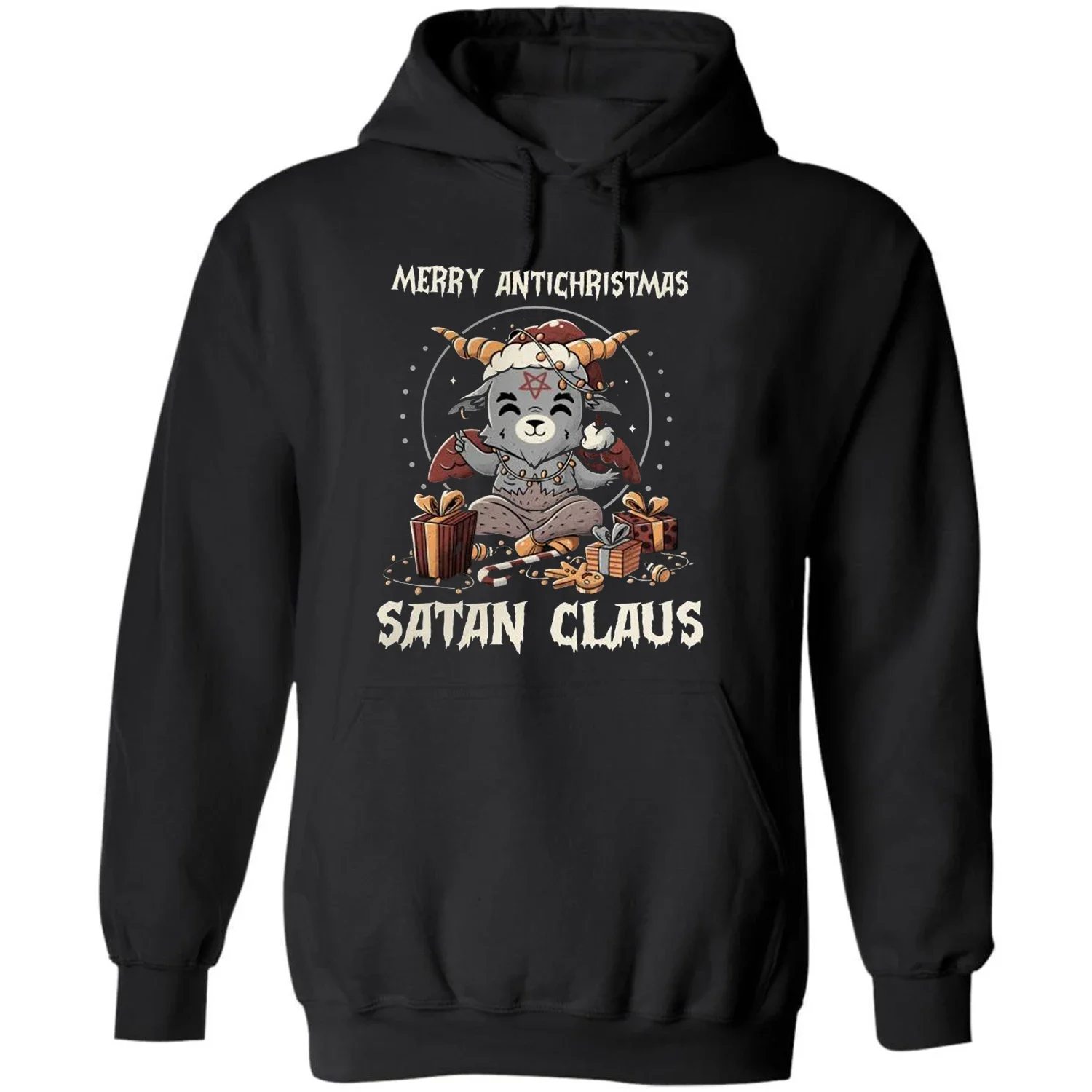 Satan Claus Cute Goat Baphomet Pullover Hoodie 100% Cotton Comfortable Casual Mens Sweatshirt Streetwear