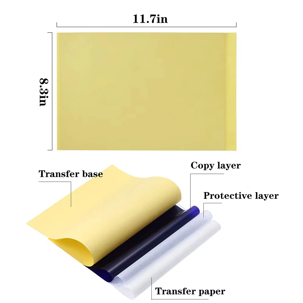 Tattoo Transfer Paper And Tattoo Transfer Gel Cream Kit A4 Thermal Stencil Paper 4 Layers Carbon Copy Sheets Tattoo Supplies view 2