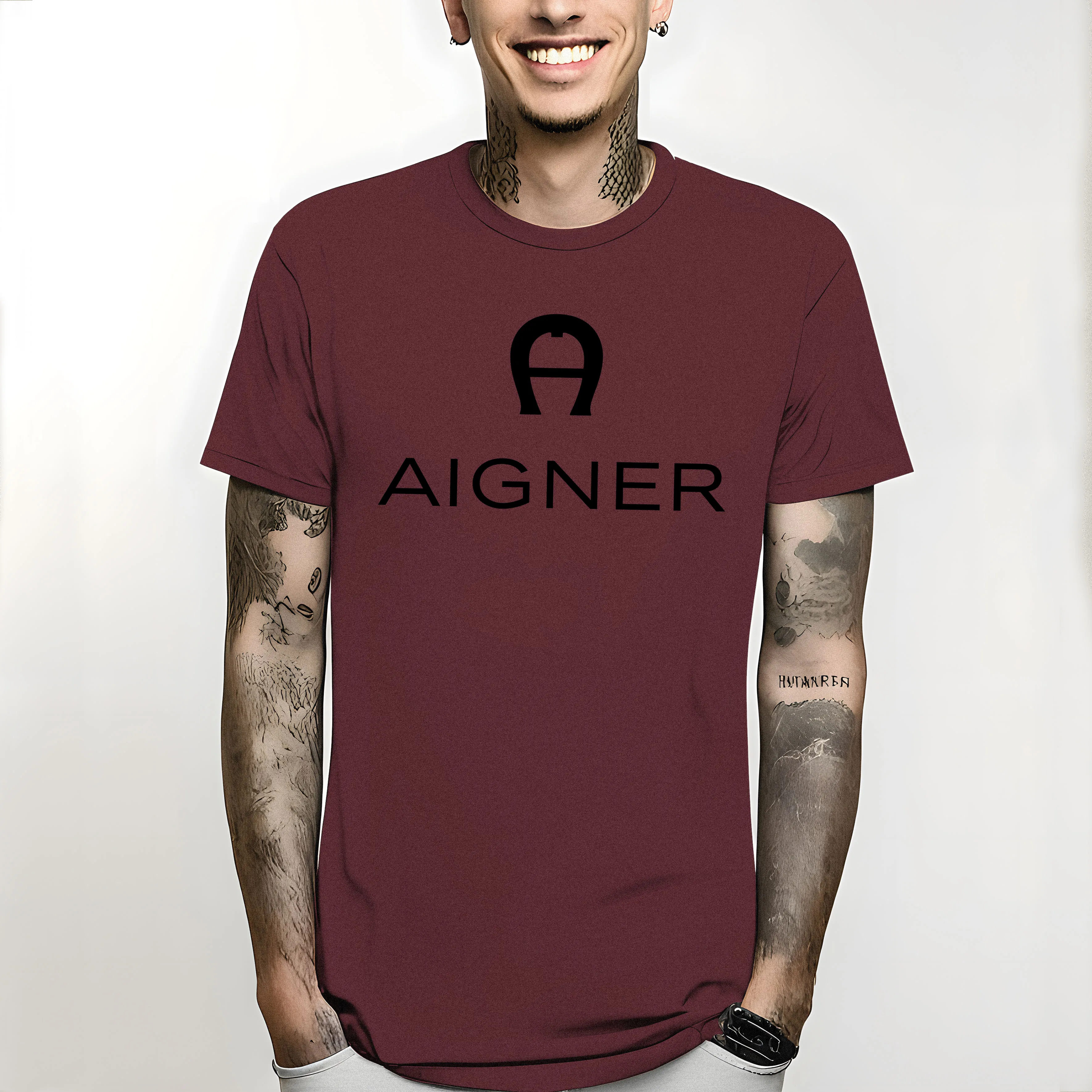 t-shirt Men Short Sleeve Cartoon Casual New Aigner Logo Tee Shirt Tops Clothing men clothing graphic harajuku Printing Tee2024