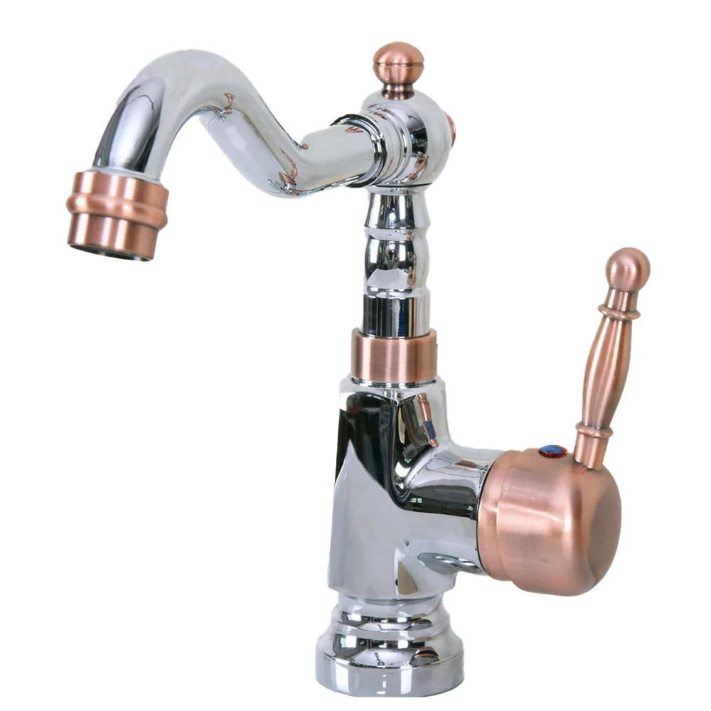 

Polished Chrome Swivel Spout Bathroom Faucet Deck Mount Single Handle Cold and Hot Water Taps Basin / Sink Faucets tnf915