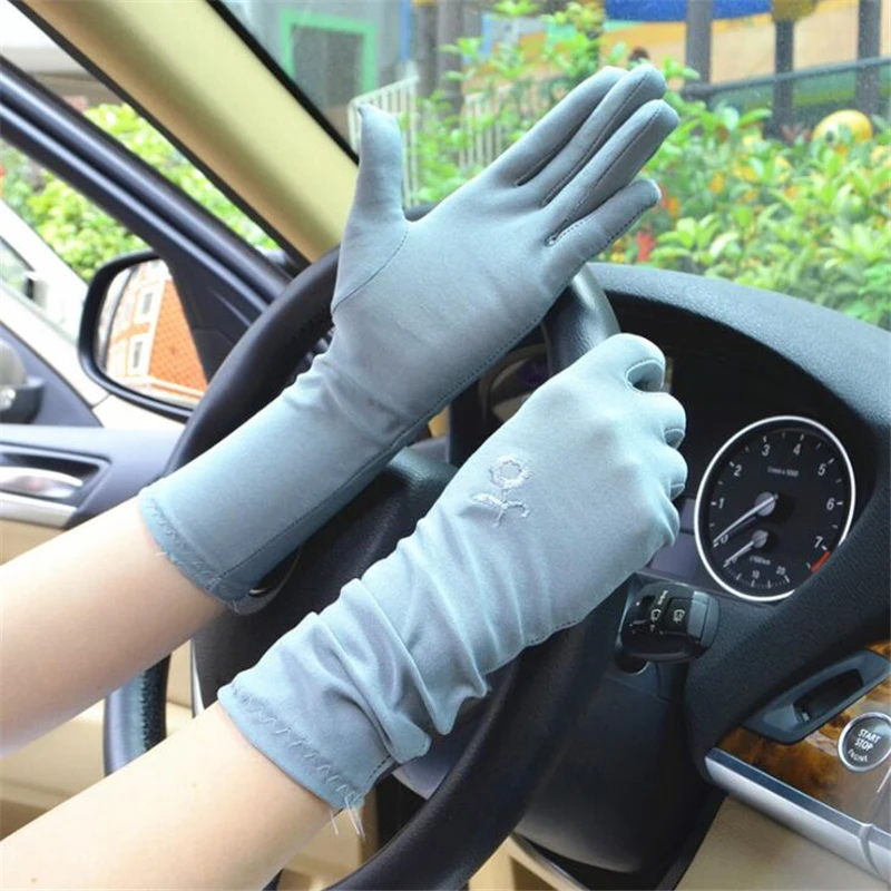 Lady Medium-long Thin Elastic Etiquette Gloves Summer Women Sunscreen Embroidered Gloves Driving Car Accessories