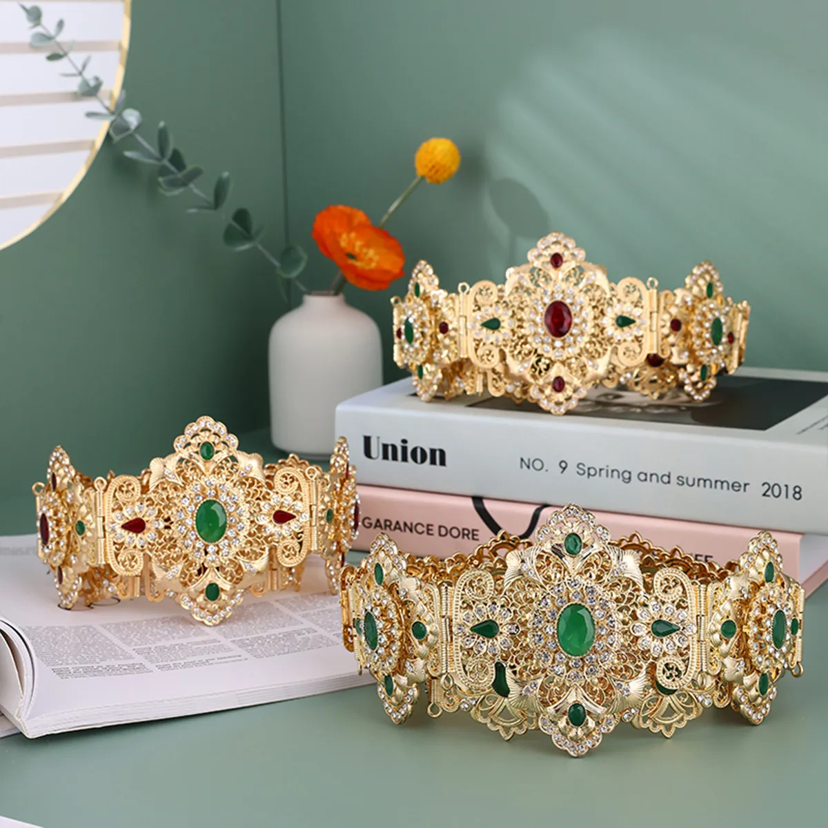 

Тяжелый ремень ручной работы с полой инкрустацией, винтажный резной многоцветный аксессуар для свадьбы и торжеств, идеальный подарок на Рамадан