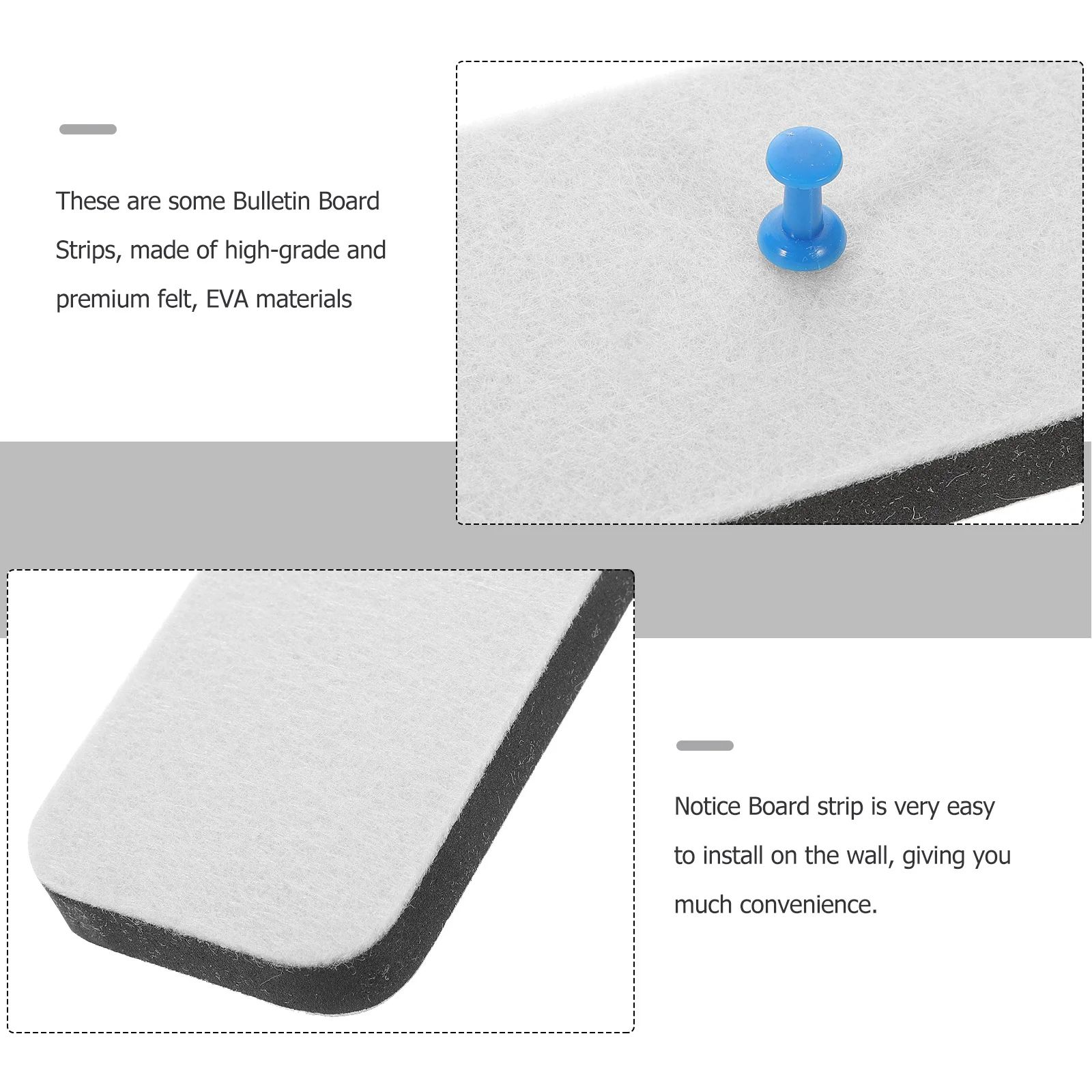 1Set Bulletin Board Strip Felt Eva Material Bright Colors Easy Install Small Bulletin Board for Office Home School Notes Memo