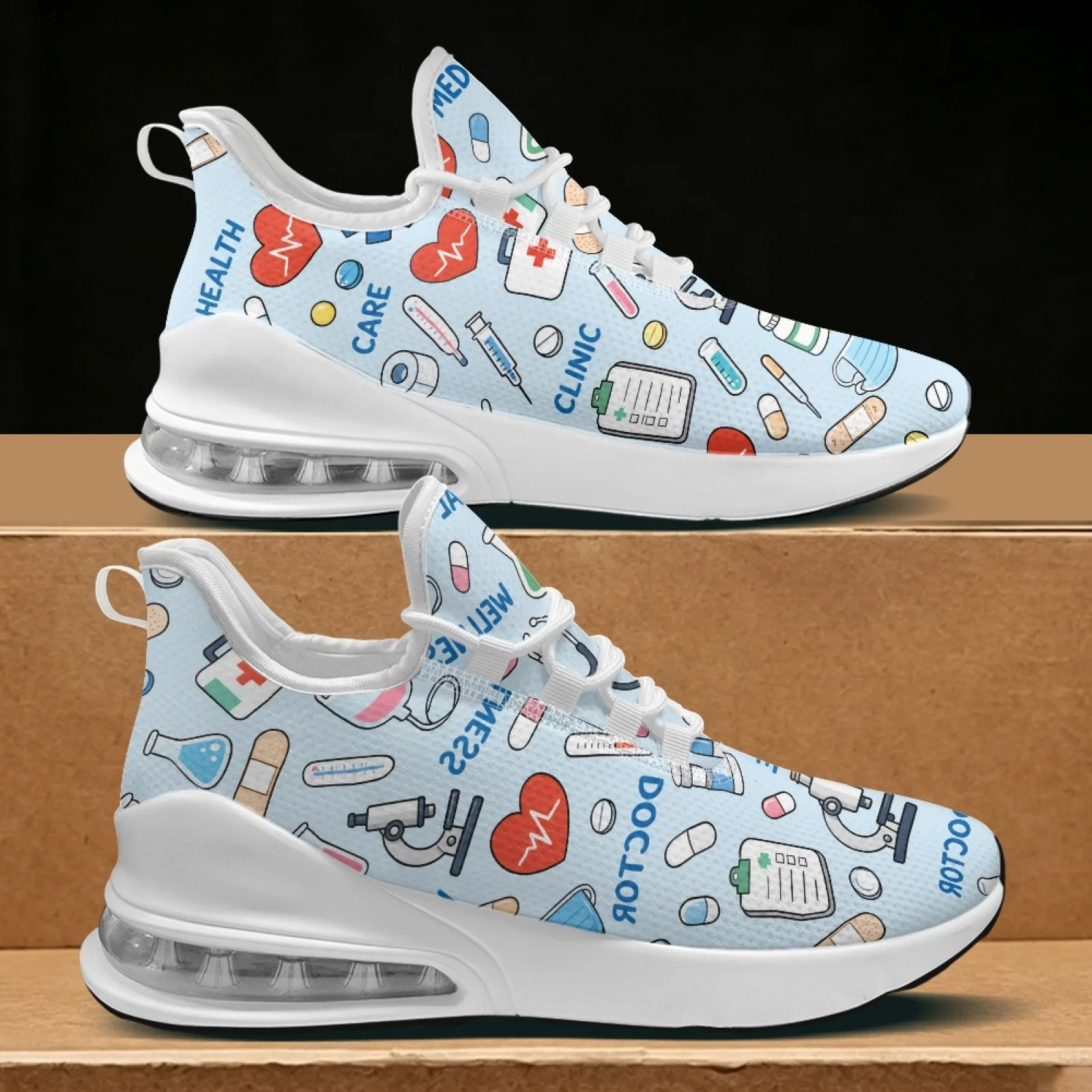 PENSTROLL Medical Care Pattern Nurse Shoes Breathable Lightweight Casual Sneakers Casual Shoes for Women Tennis