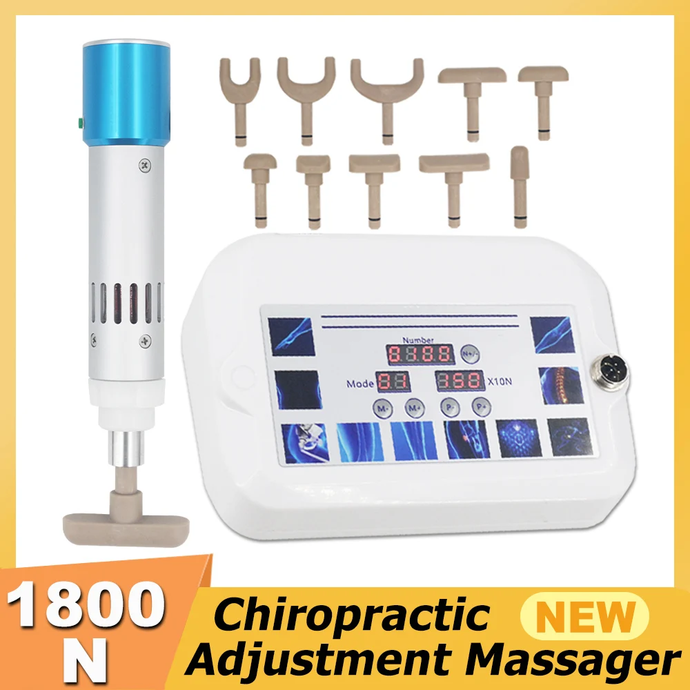 Portable Electric Chiropractic Correction Gun 10heads Spine Correction Pain Relief Physiotherapy Chiropractic Massager 1800N