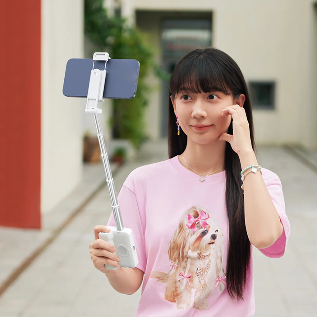 Portable Bluetooth Selfie Stick, Anti-Shake Stabilizer for Live Streaming, Vlogging, Travel & Photography (Mini Phone Mount)