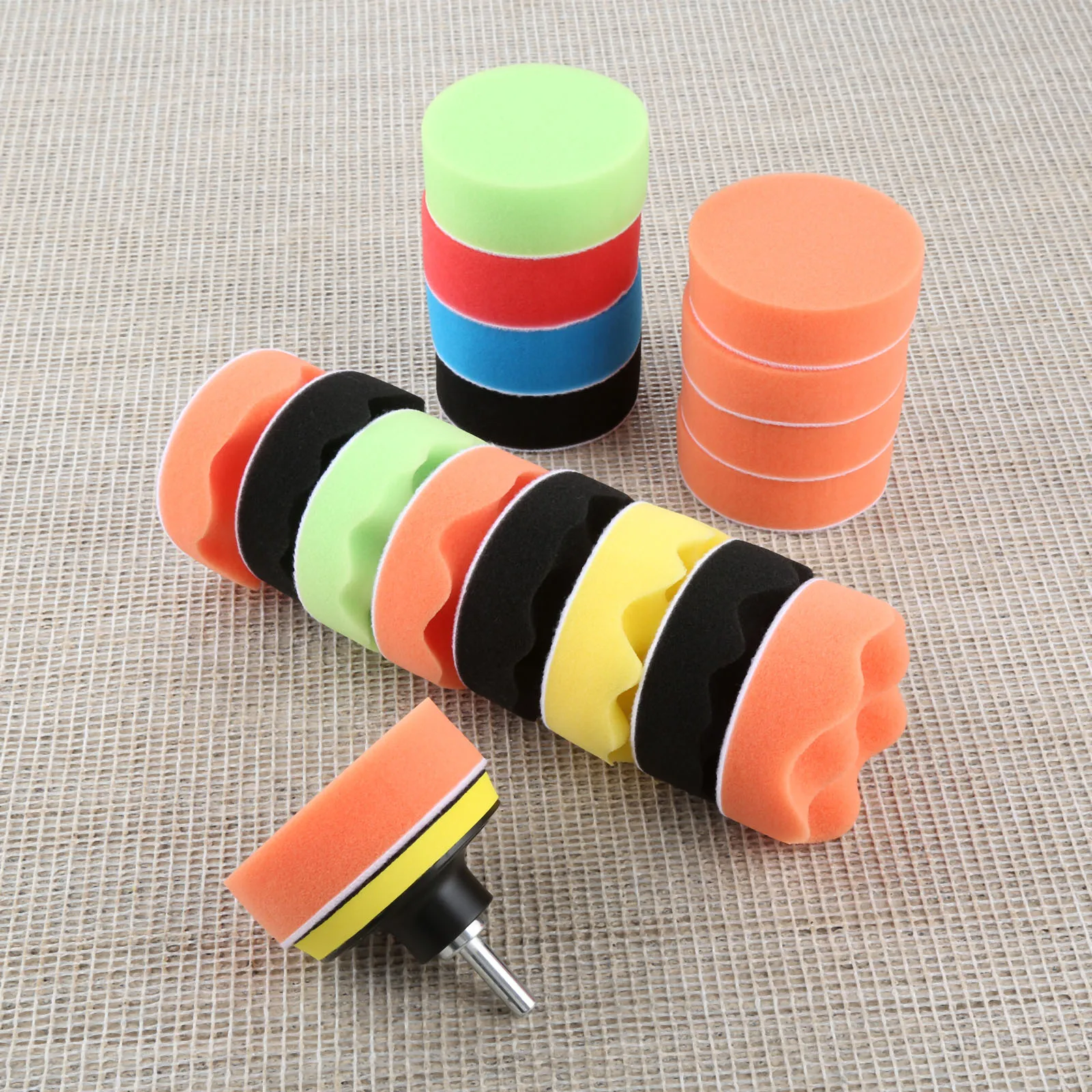 Almohadilla de pulido de esponja para coche, Kit de herramientas de pulido de 3 pulgadas y 80mm, 19 piezas, rueda de pulido de encerado con adaptador de taladro M14