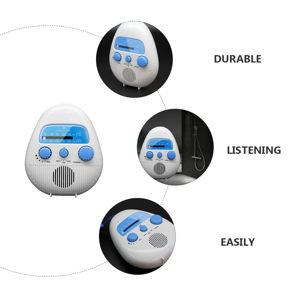 

1 Set Waterproof Radio For Bathroom Shower Fm Am Receiver Compact Portable Stereo Speaker Usb Charging Hanging Music Player