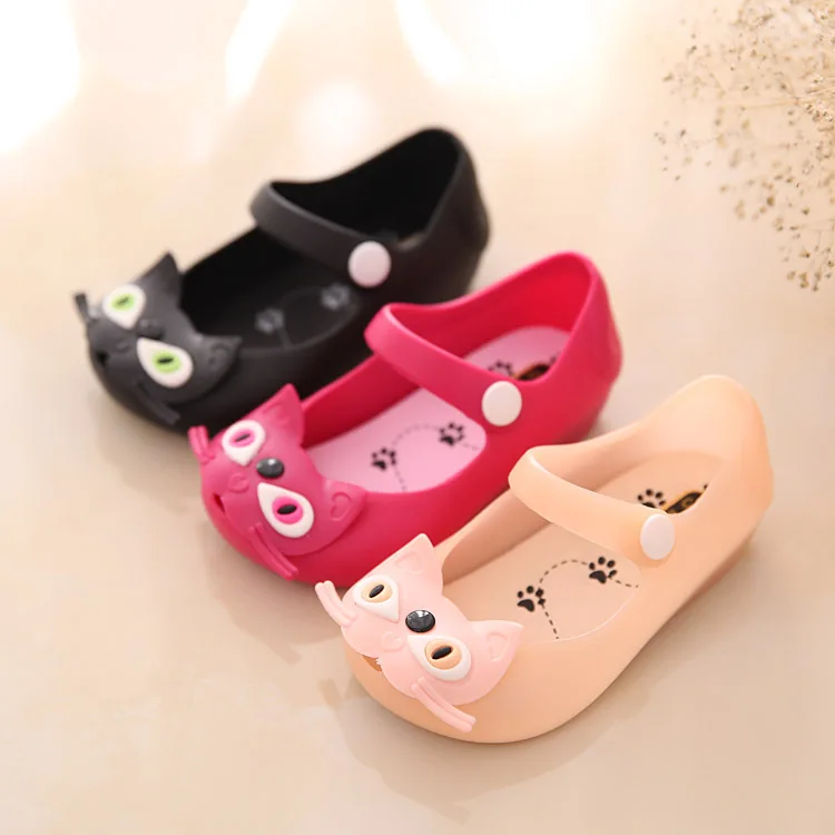 2024 New Girls Princess Shoes For Children Kids cat Jelly Shoes toddler Mini DD Cute Cat Flat Sandalias Comfortable Sandals