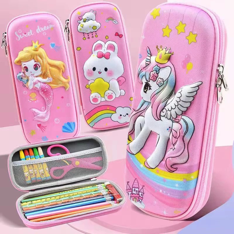 Kawaii 3D Pencil Case Unicorn EVA Large Capacity Waterproof 