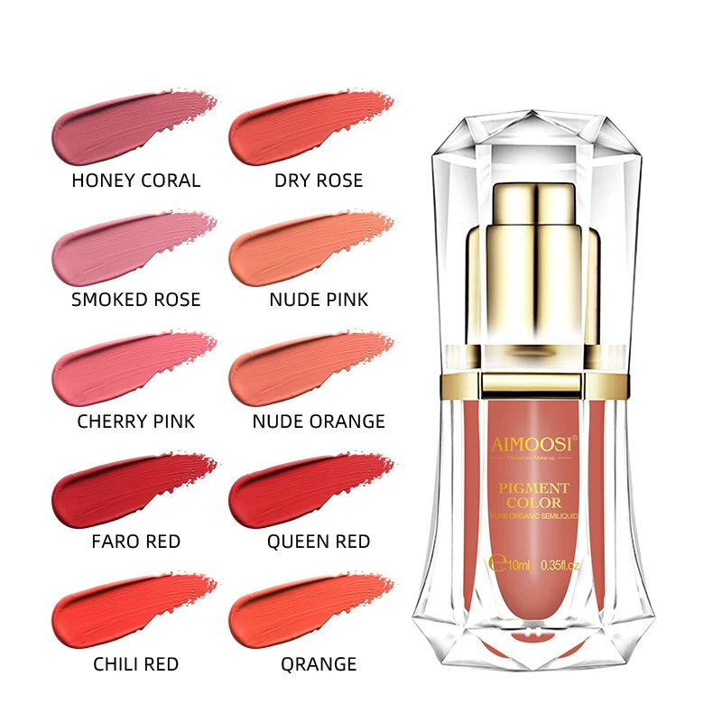 

AIMOOSI Pink Lip Tattoo Ink Micropigmentation Pigments for Semi Permanent Makeup Hypoallergenic Lip Blush Pigment 10ML/Bottle