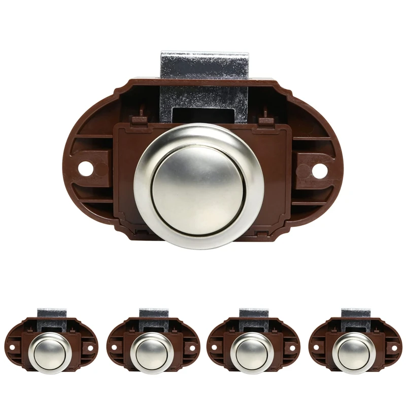 5Pcs Camper Car Push Lock RV Caravan Boat Motor Cabinet Drawer Latch Button Locks Keyless Furniture Door Lock Hardware