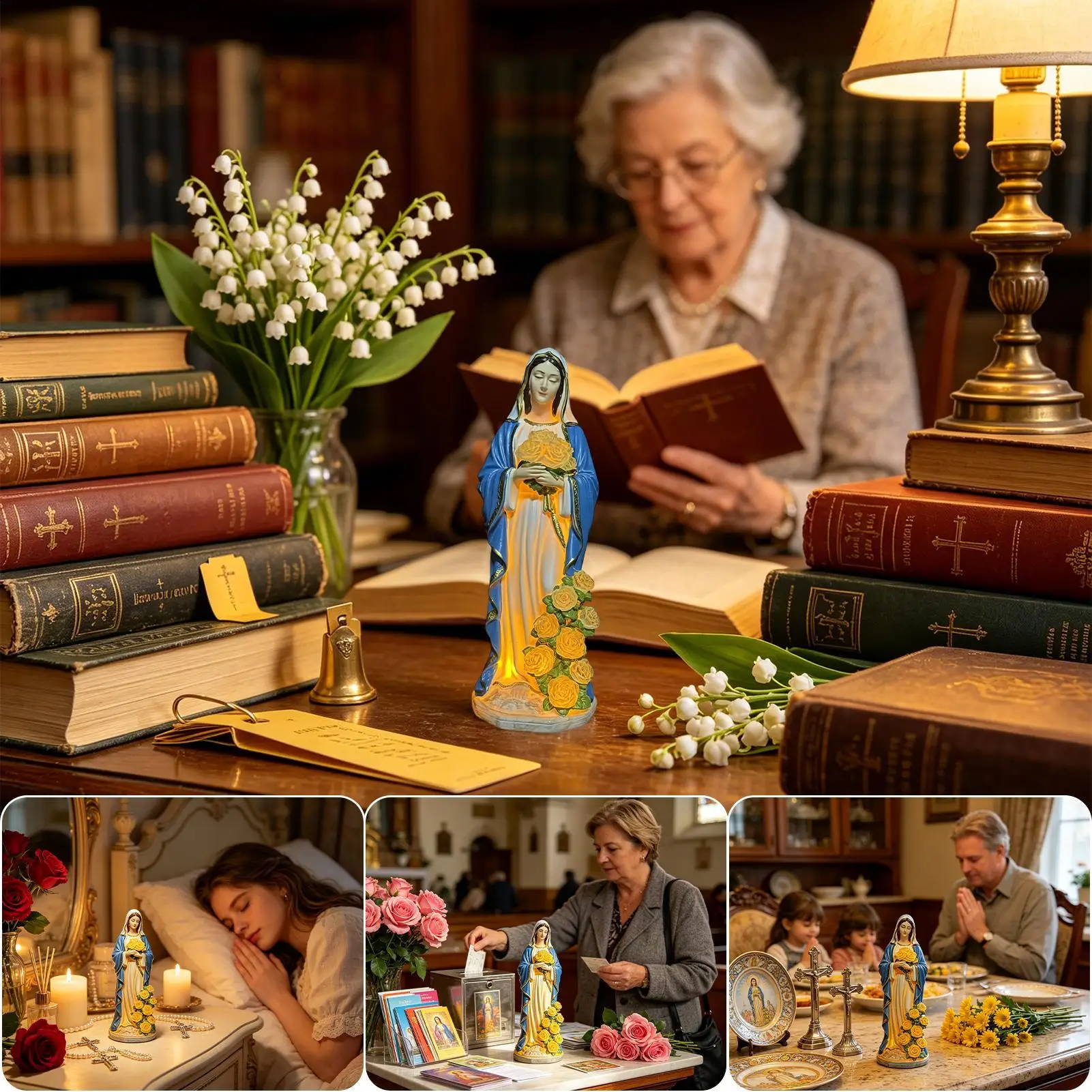 Virgin Mary Garden Light Garden Decor Solar Resin Figurine Light Outdoor Blessed Mother Sculpture For Outside Backyard Lawn view 4