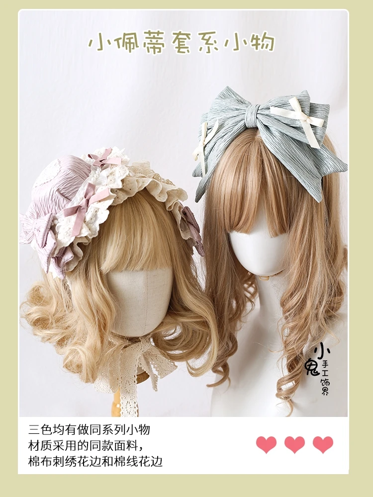 Sweet Bow Headband Lolita Daily Hair Accessories Kawaii Lolita Headband Cute Loli Maid Anime Cosplay Headband