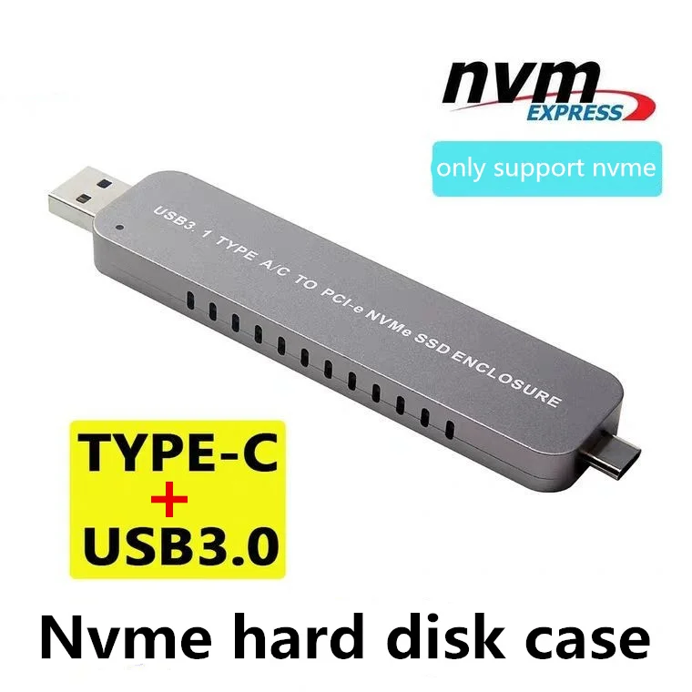 

External hard disk drive external hard disk drive enclosure SSD m.2 nvme to type-C+USB3.1, 10Gbps hard disk drive enclosure,