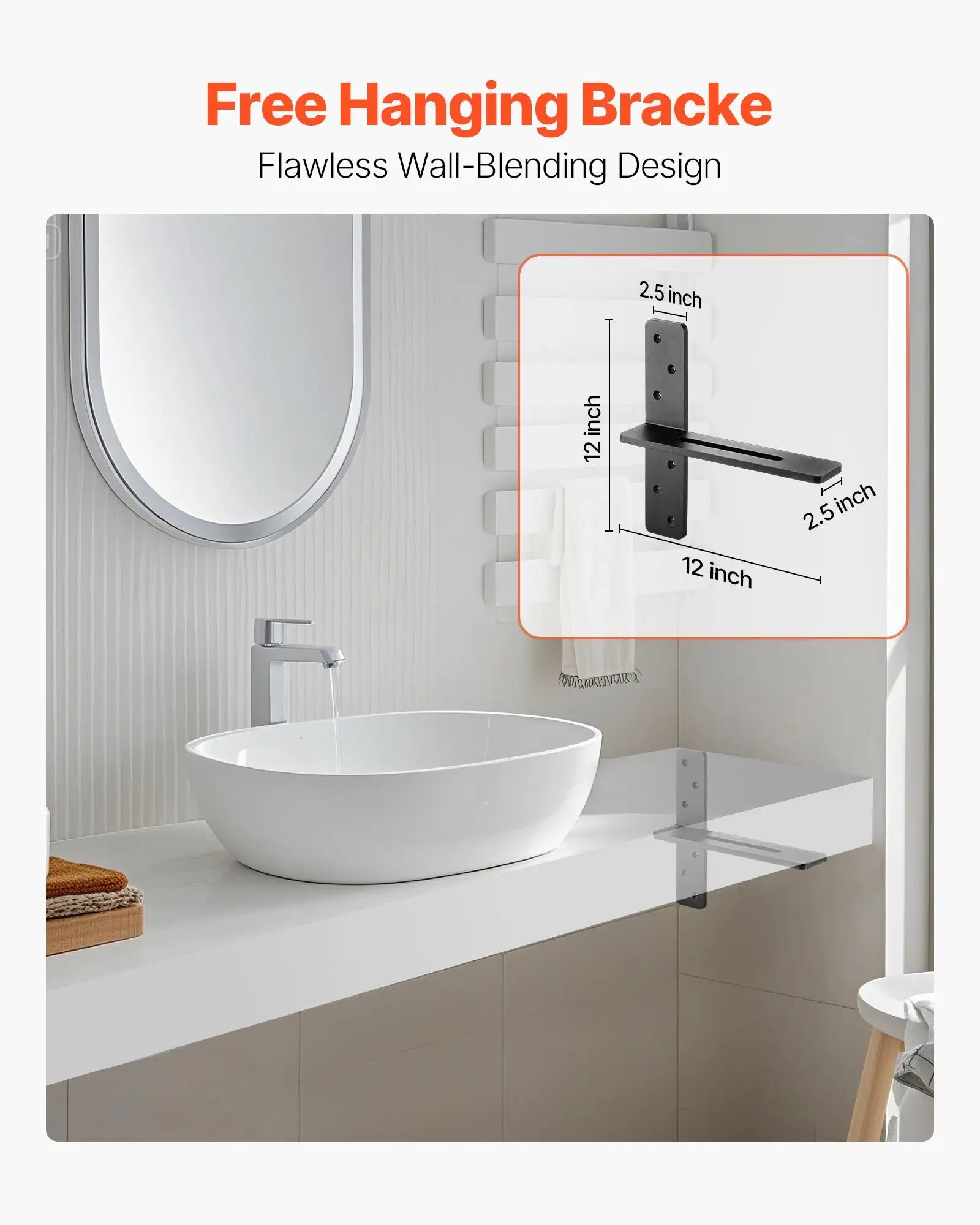 2 suportes de prateleira dos pces 12 polegadas/304.8mm suportes de prateleira flutuantes resistentes