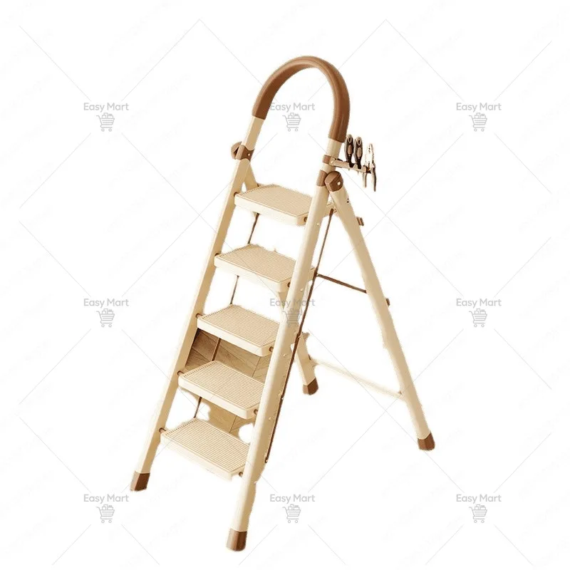 Multifunctional carbon steel telescopic indoor folding household thickened herringbone ladder climbing stairs