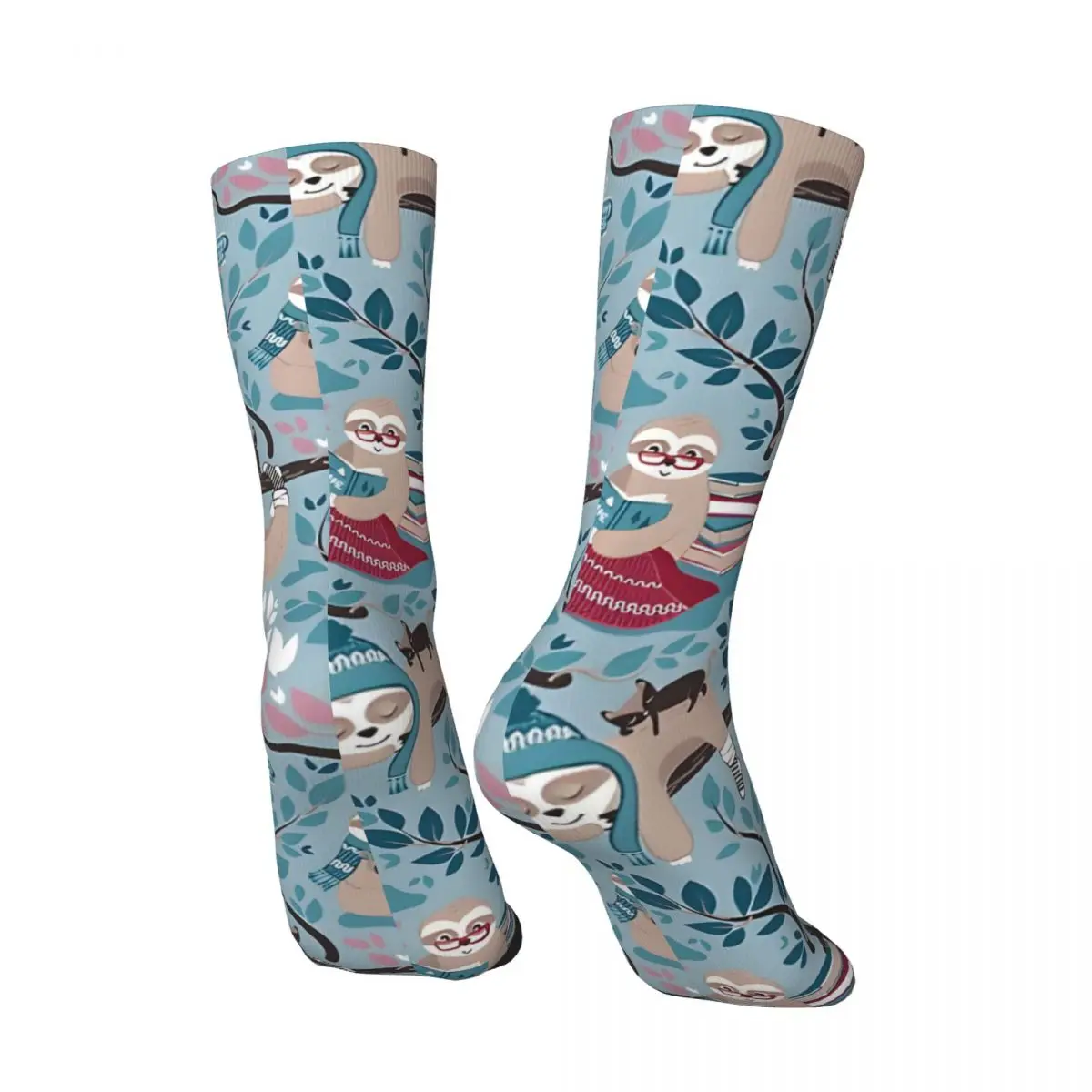 Funny Crazy Hygge Small Scale Pale Blue And Red graphic Sock for Men Harajuku Sloth Quality Pattern Crew Sock Casual tops fugees