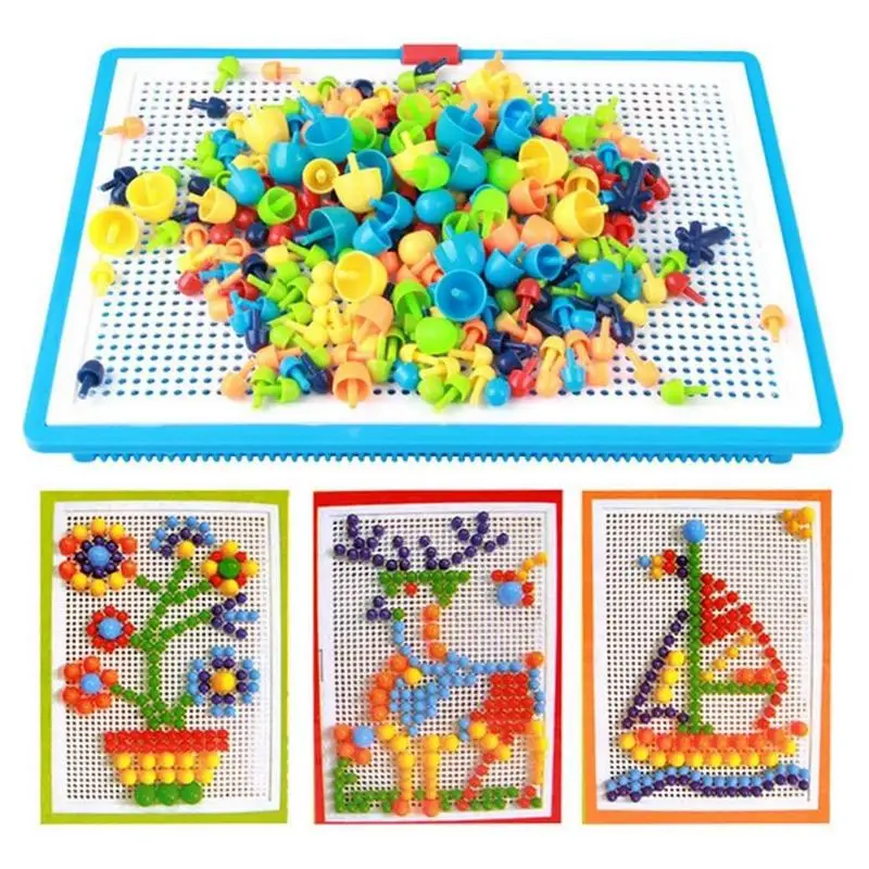 Mosaico pegboard para crianças brinquedos educativos de quebra-cabeça jogos 3d aprendizagem criativa brinquedos de quebra-cabeça 3d jogo para aniversário natal