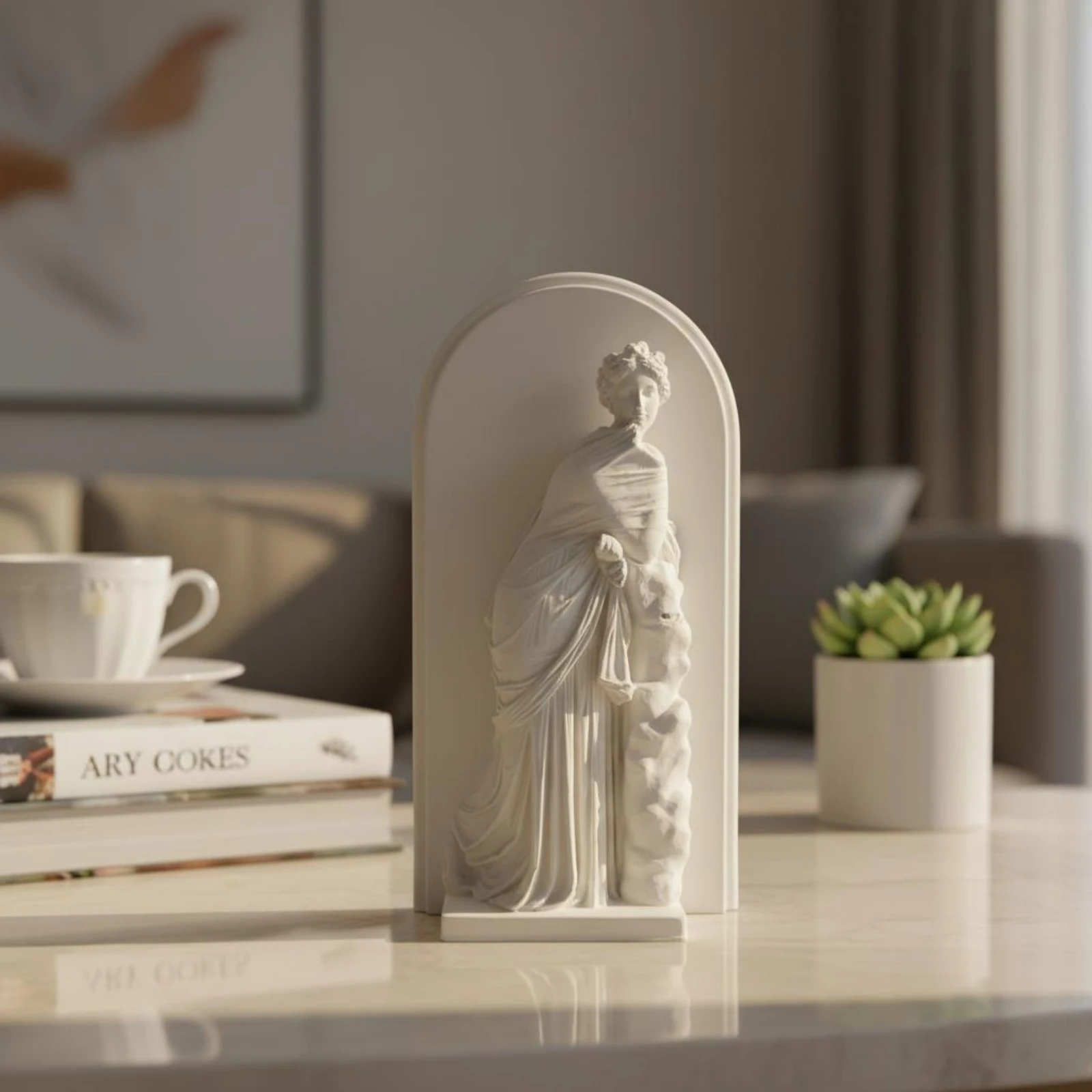 Classical Deity Sculpture Matte Deity Statue Plaster Design Ornament Raised Relief House Decoration Long-Lasting