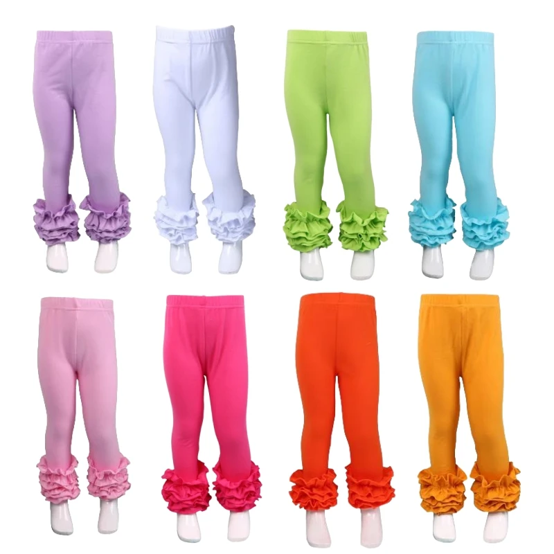 Leggings de plissado de algodão infantil, calças compridas femininas, calças infantis, cores doces, criança, bebê, algodão, primavera, outono