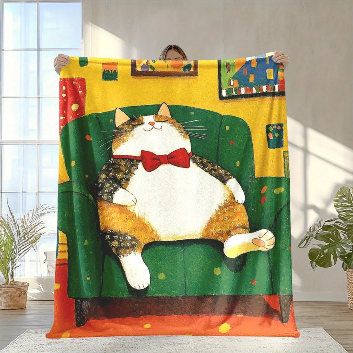 

Удобное фланелевое одеяло с рисунком толстого кота — мягкое и теплое, подходит для диванов, кроватей, стульев, кемпинга и праздников.