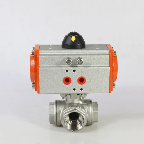 Factory Sale High Quality Double  Acting Flow Control Threaded Full Bore Three Way Ball Valve Pneumatic Ball Valve One Way