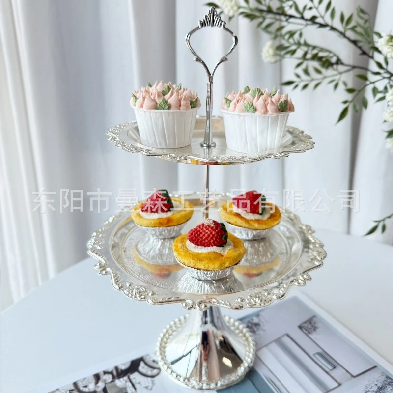 

LMM two-layer cake rack light luxury wedding props ornament afternoon tea dessert table