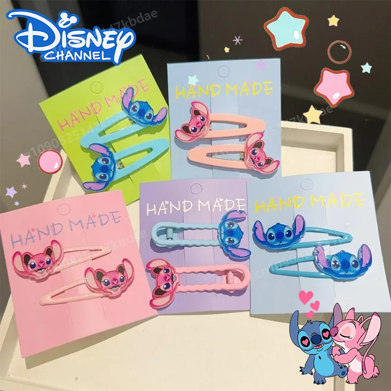 Disney Stitch Children's Hair Clip Set Anime Figure Kawaii Bright Candy Color Kid Hairdress Accessories Girl Birthday Decor Gift